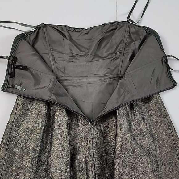 BCBGMAXAZRIA Women's Cocktail Strapless Bustier Pleated Dress Metallic Size 8 - Picture 6 of 16